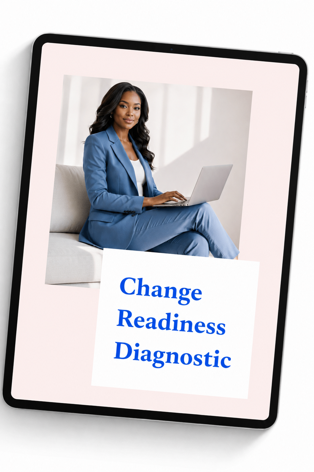 Change Readiness Diagnostic featuring a Black businesswoman in a blue suit